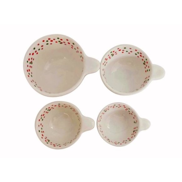 🎄NWT H for Happy Ceramic Holiday Measuring Cups in White (Set of 4) - Picture 3 of 7